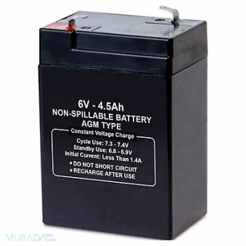 GRAINGER APPROVED Battery 6VDC 4.5Ah 0.187 Faston, 5EFF2