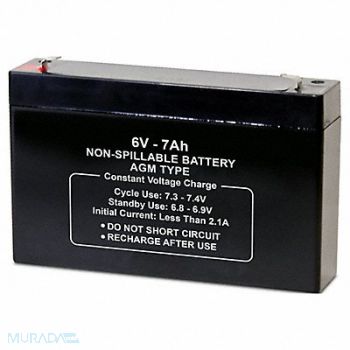 GRAINGER APPROVED Battery 6VDC 7Ah Faston ABS, 5EFF5