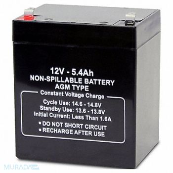 GRAINGER APPROVED Battery 12VDC 5.4Ah 0.187 Faston, 5EFG7
