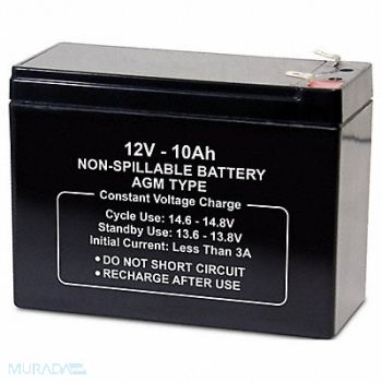 GRAINGER APPROVED Battery 12VDC 10Ah 0.250 Faston, 5EFH0