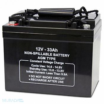 GRAINGER APPROVED Battery 12VDC 33Ah M6 Threaded Insert, 5EFH2