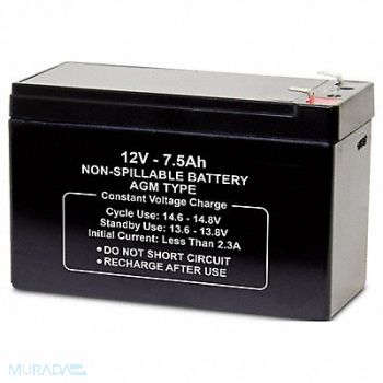 GRAINGER APPROVED Battery 12VDC 7.5Ah 0.250 Faston, 5EFH6