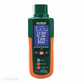EXTECH Receptacle Tester 90 to 240V AC LCD, 5GCC8