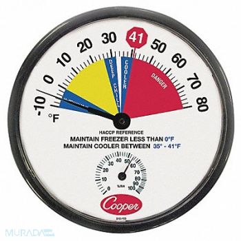 COOPER ATKINS Freezer and Cooler Analog Hygrometer, 5GUM6