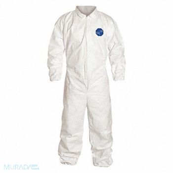 DUPONT Collared Coverall Elastic White 2XL, 30F368