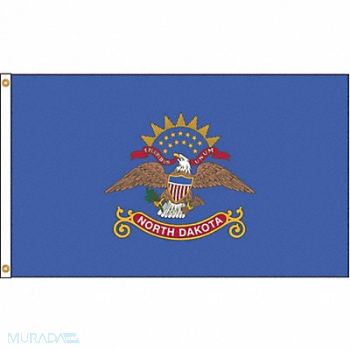 NYLGLO D3772 North Dakota Flag 5x8 Ft Nylon, 5JFN4