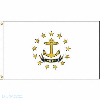 NYLGLO D3772 Rhode Island Flag 5x8 Ft Nylon, 5JFP4