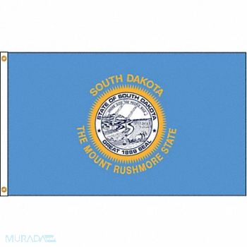 NYLGLO D3772 South Dakota Flag 5x8 Ft Nylon, 5JFP8