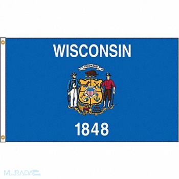 NYLGLO D3772 Wisconsin Flag 5x8 Ft Nylon, 5JFT4