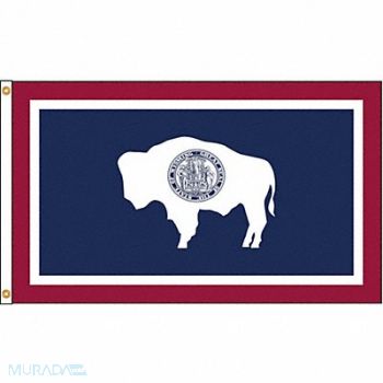 NYLGLO D3771 Wyoming Flag 4x6 Ft Nylon, 5JFT5