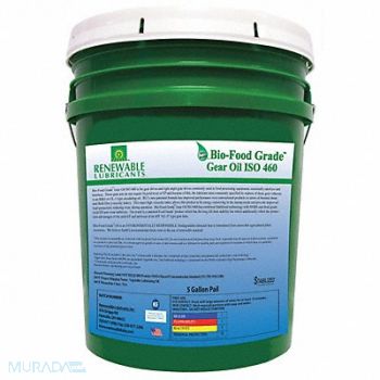 RENEWABLE LUBRICANTS Gear Oil Biobased ISO 460 5 Gal NSF H1, 5JGH0