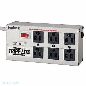 TRIPP LITE Surge Protector Strip 6 Outlet Gray, 5JK04