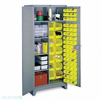 LYON Bin Cabinet 82 x36 x21 DvGry 64YlwBns, 5JL47