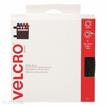 VELCRO BRAND Reclosable Fastener 3/4 x15 ft Black, 5JLD8