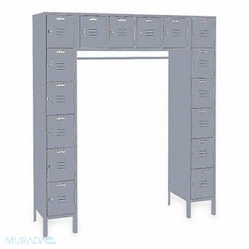 LYON F8971 Box Lockr/Coat Rod Lvred 6 Wd 6 Tr Gray, 5JP33