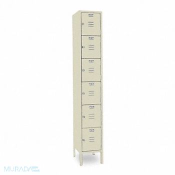 LYON Box Locker Louvered 1 Wide 6 Tier Putty, 4JXJ1