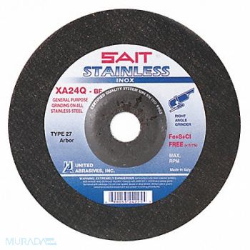 UNITED ABRASIVES-SAIT Depressed Center Wheel T27 9x1/4x7/8 AO, 5LUE3