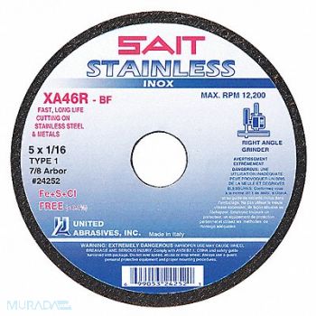 UNITED ABRASIVES-SAIT CutOff Wheel XA46R 7 x1/16 x7/8 8500rpm, 5LUE6