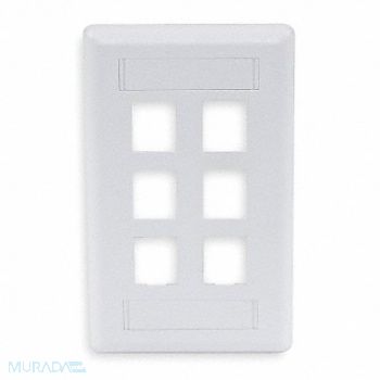 HUBBELL PREMISE WIRING Wall Plate 6 Port, 6MH89