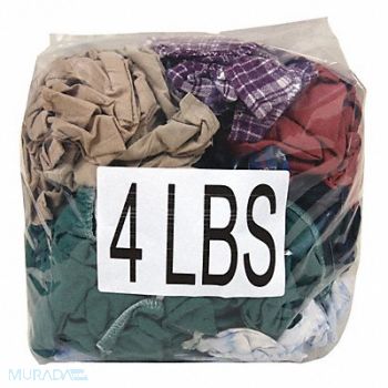 GRAINGER APPROVED Cloth Rag Recycled Cotton Varies, 5LVC5