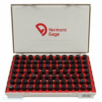 VERMONT GAGE Black Ox-Coated Pin Gauge Set Dim Type, 5MAU0