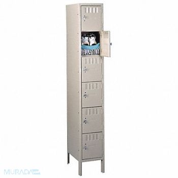 TENNSCO Box Locker Louvered 1 Wide 6 Tier Sand, 5MDU1