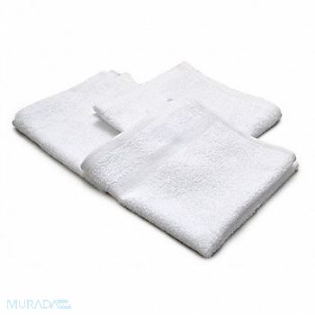R R TEXTILE Wash Cloth 12x12 In White PK12, 5NWP3