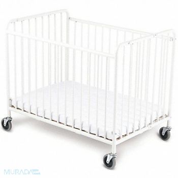 FOUNDATIONS Folding Crib Steel 2 in Mattress, 5NXG1