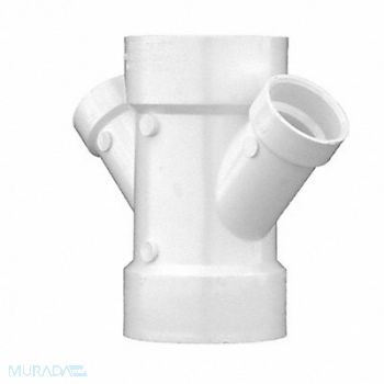GRAINGER APPROVED Double Wye 3 x 3 x 1 1/2 x 1 1/2 in PVC, 5REC5