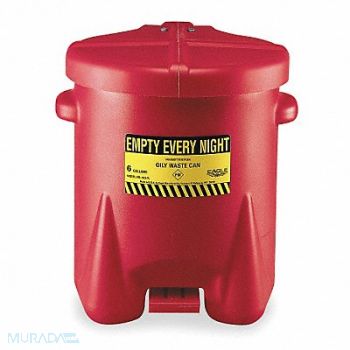 EAGLE Oily Waste Can 6 gal Poly Red, 5U737