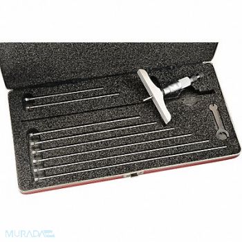 STARRETT Depth Micrometer 0-9 In 4 In Base, 5UAG9