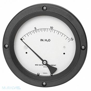MIDWEST INSTRUMENT G8762 Pressure Gauge 0 to 15 In H2O, 5UXR0