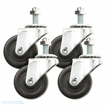 STEINER Swivel Caster Kit 2 in Dia Black PK4, 5UZ25