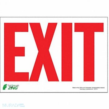 ZING EXIT Sign Red on White 7X10 Adhesive, 552C75