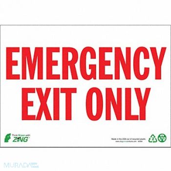 ZING Sign Emergency EXit Only 10X14 AL, 552J21