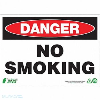 ZING DANGER Sign No Smoking 7X10 Aluminum, 552D42