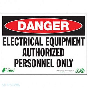 ZING DANGER Sign Electrical Equipment 7X10, 551U63