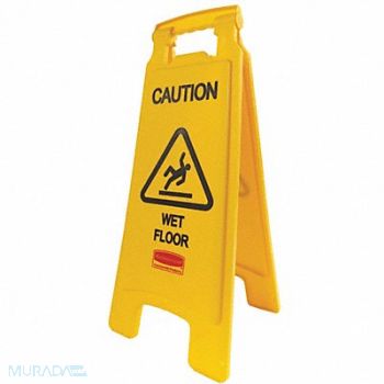 RUBBERMAID COMMERCIAL PRODUCTS Floor Safety Sign Yellow HDPE 25 in H, 5W544