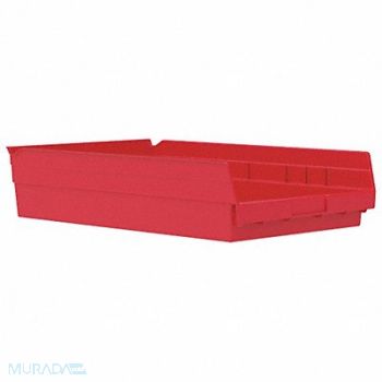 AKRO-MILS F8873 Shelf Bin Red Indstr Grd Poly 4 in, 5W835