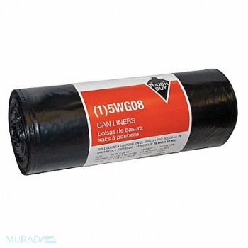 TOUGH GUY Trash Bags 33 gal Black PK25, 5WG08