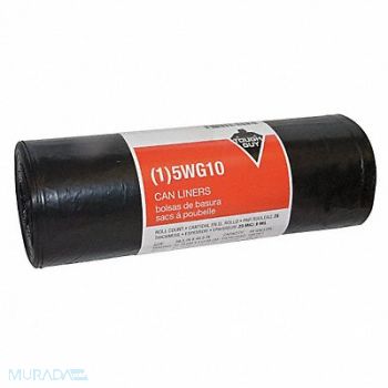 TOUGH GUY Trash Bags 44 gal Black PK25, 5WG10