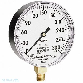 ASHCROFT Pressure Gauge 0 to 300 psi 3-1/2In, 5WJ63