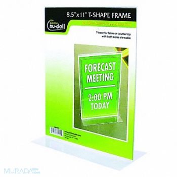 NUDELL Sign Holder Freestandng 8-1/2x11 Acrylic, 5YGE9