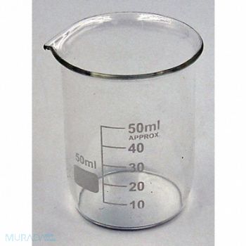 LAB SAFETY SUPPLY Beaker Low Form 50mL Non-Sterile PK12, 5YGY9