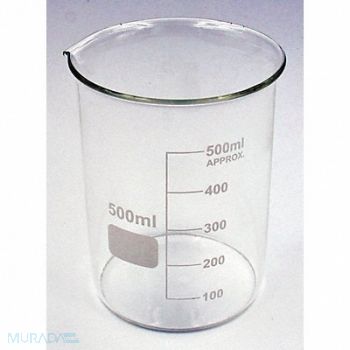 LAB SAFETY SUPPLY Beaker Low Form 500mL Non-Sterile PK6, 5YGZ4