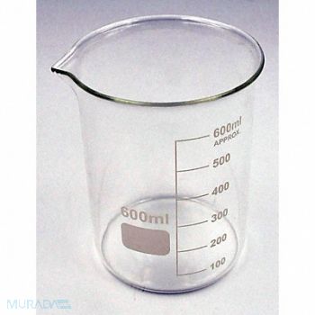 LAB SAFETY SUPPLY Beaker Low Form 600mL Non-Sterile PK6, 5YGZ5