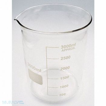 LAB SAFETY SUPPLY Beaker Low Form 3000mL Non-Sterile PK4, 5YGZ9