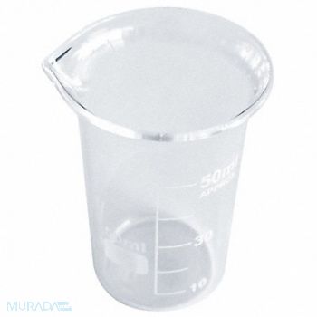 LAB SAFETY SUPPLY Beaker Tall Form 50mL Non-Sterile PK12, 5YHA1