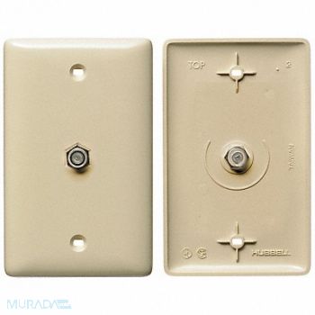 HUBBELL WIRING DEVICE-KELLEMS Video Wall Plate and Jack F Type Ivory, 5YLW8