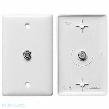 HUBBELL WIRING DEVICE-KELLEMS Video Wall Plate and Jack F Type White, 5YLW9